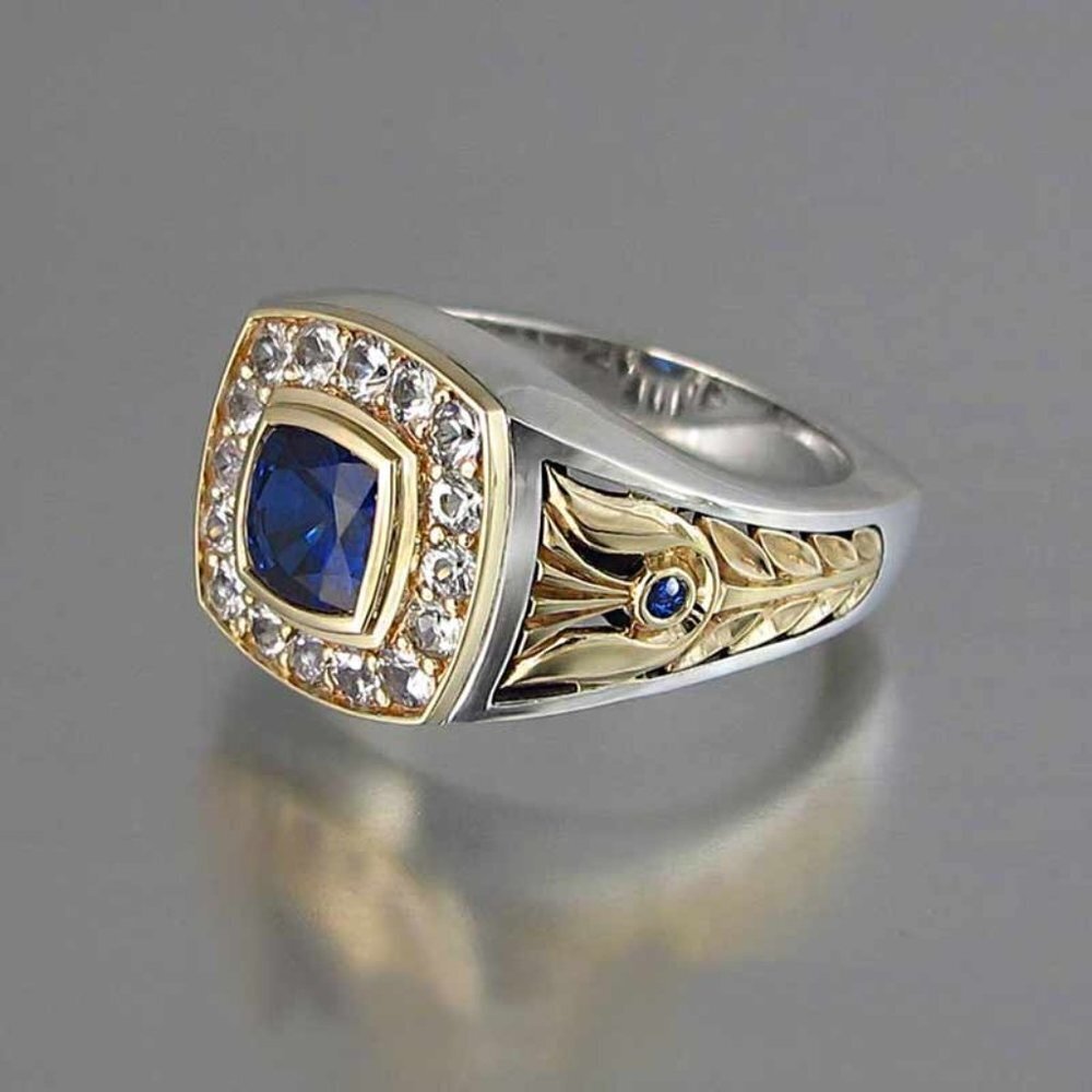 🎀 Luxury Engagement/Wedding Blue Stone Vintage Gold Ring for Women, VIP345